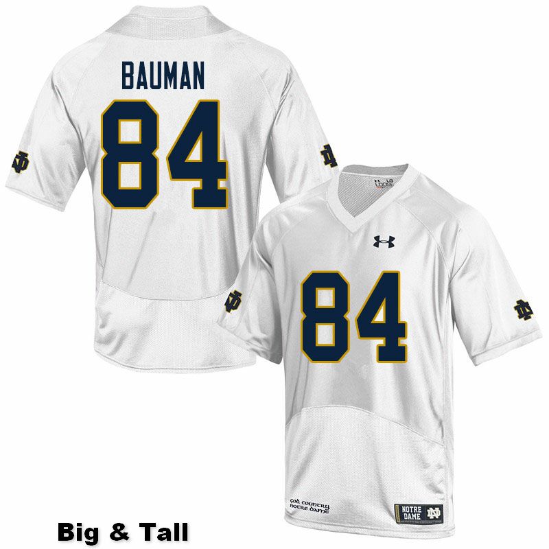 Men's NCAA Notre Dame Fighting Irish #84 Kevin Bauman Stitched College Under Armour Authentic White Big & Tall Football Jersey XZ10V58EI